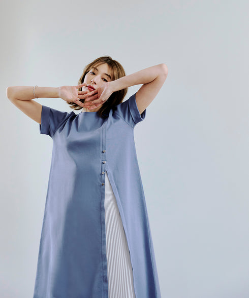 【UVケア・接触冷感】“あまラク” アシメプリーツカットソーワンピース