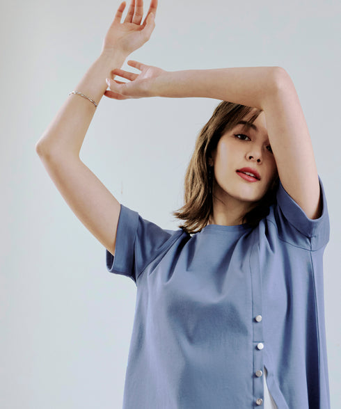 【UVケア・接触冷感】“あまラク” アシメプリーツカットソーワンピース