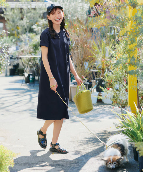 【UVケア・接触冷感】“あまラク” アシメプリーツカットソーワンピース