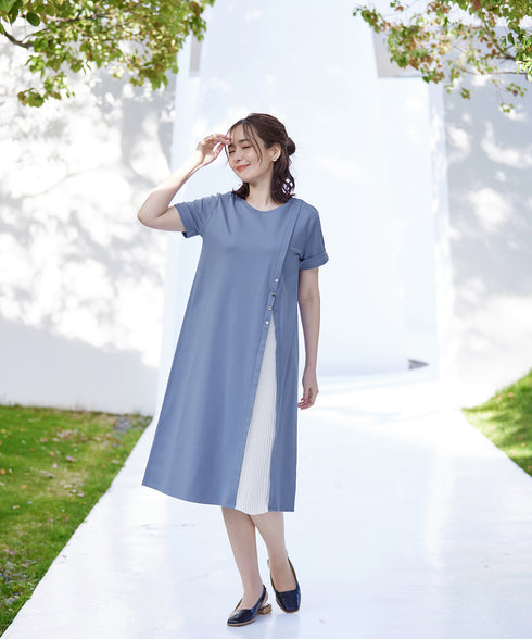 【UVケア・接触冷感】“あまラク” アシメプリーツカットソーワンピース