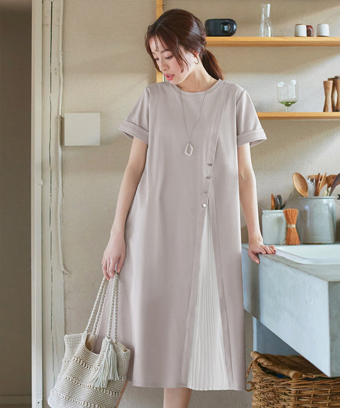 【UVケア・接触冷感】“あまラク” アシメプリーツカットソーワンピース