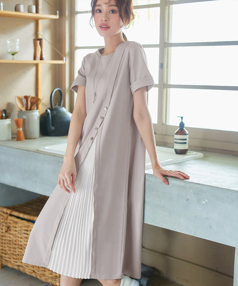 【UVケア・接触冷感】“あまラク” アシメプリーツカットソーワンピース