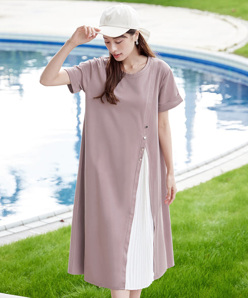 【UVケア・接触冷感】“あまラク” アシメプリーツカットソーワンピース