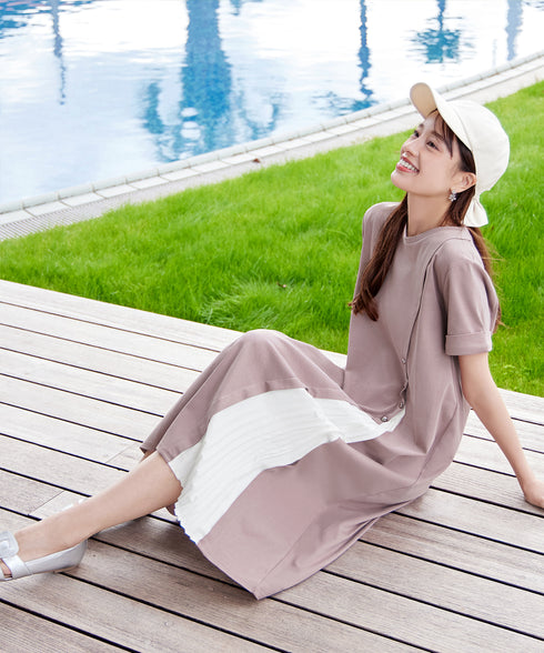 【UVケア・接触冷感】“あまラク” アシメプリーツカットソーワンピース