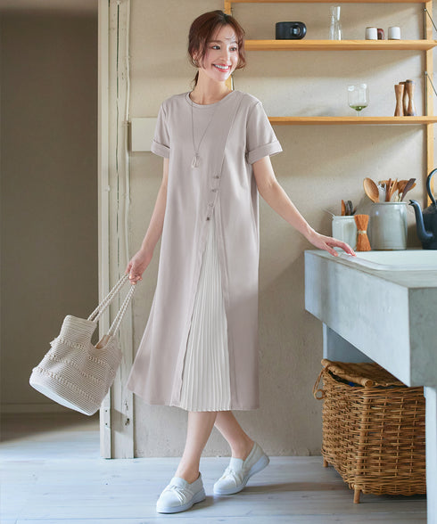 【UVケア・接触冷感】“あまラク” アシメプリーツカットソーワンピース