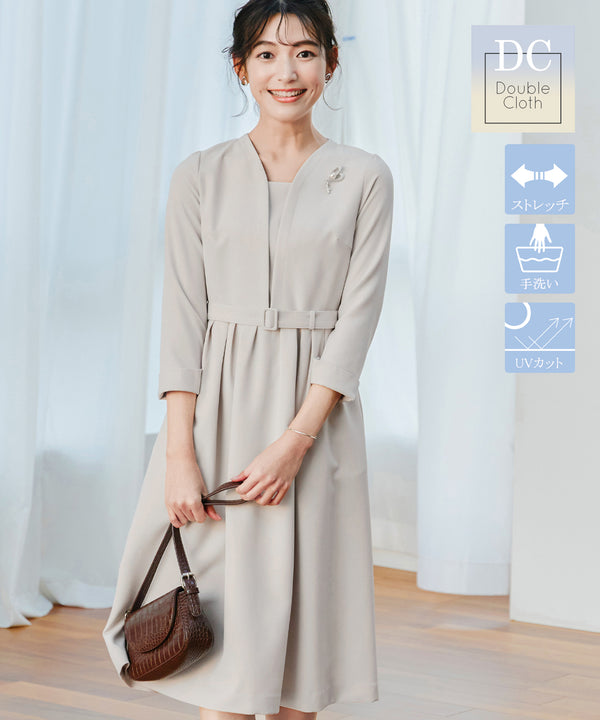 【ダブルクロス】 ナローVネックワンピース