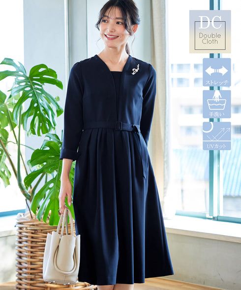 【ダブルクロス】 ナローVネックワンピース