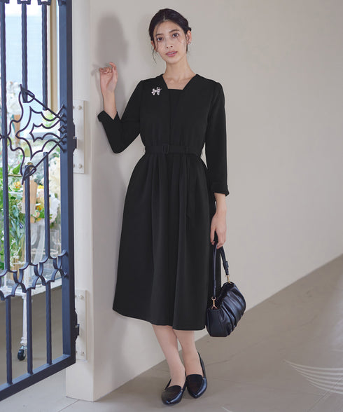 【ダブルクロス】 ナローVネックワンピース