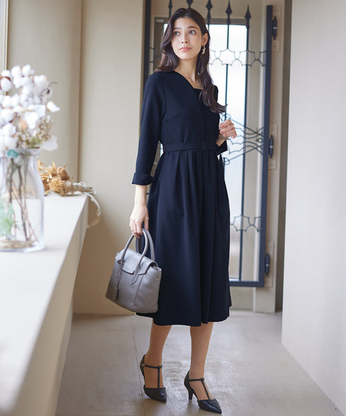 【ダブルクロス】 ナローVネックワンピース