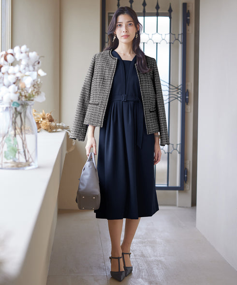 【ダブルクロス】 ナローVネックワンピース