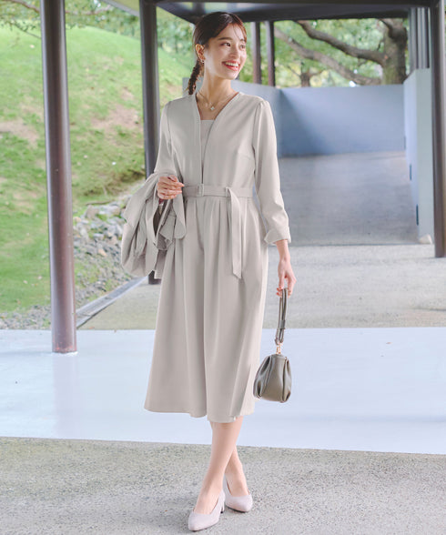 【ダブルクロス】 ナローVネックワンピース