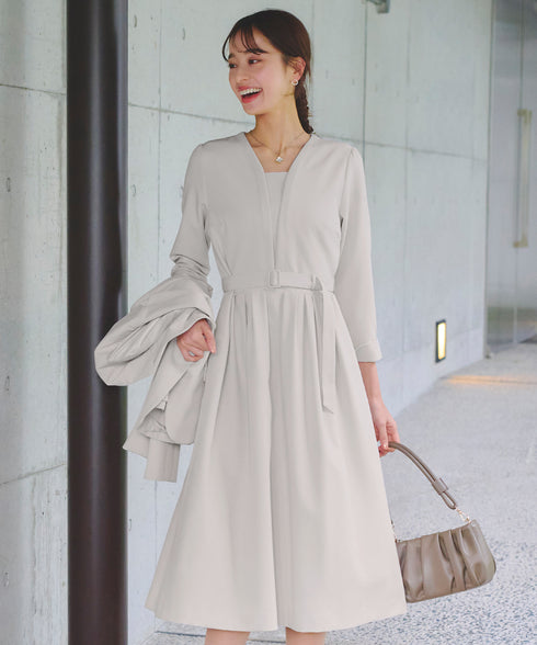 【ダブルクロス】 ナローVネックワンピース