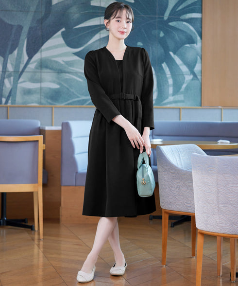 【ダブルクロス】 ナローVネックワンピース