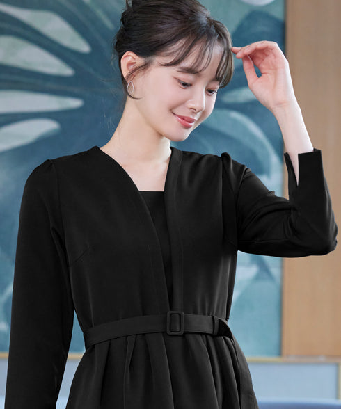 【ダブルクロス】 ナローVネックワンピース