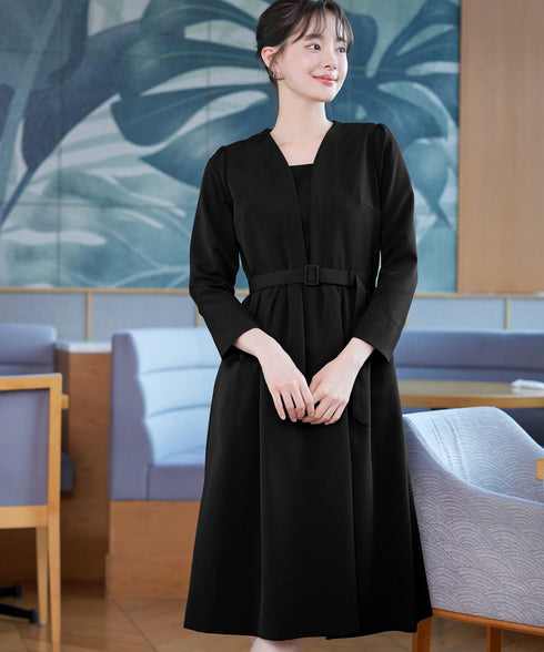 【ダブルクロス】 ナローVネックワンピース