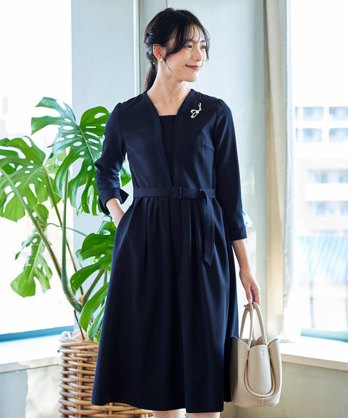 【ダブルクロス】 ナローVネックワンピース