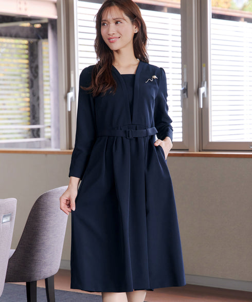 【ダブルクロス】 ナローVネックワンピース