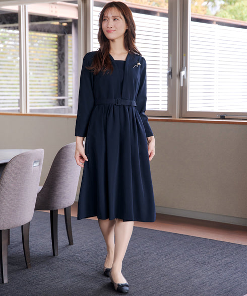 【ダブルクロス】 ナローVネックワンピース