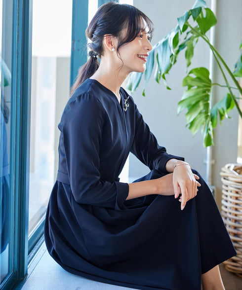 【ダブルクロス】 ナローVネックワンピース