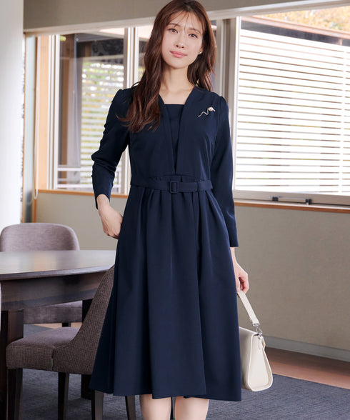【ダブルクロス】 ナローVネックワンピース