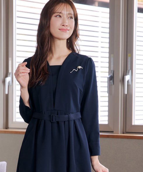 【ダブルクロス】 ナローVネックワンピース