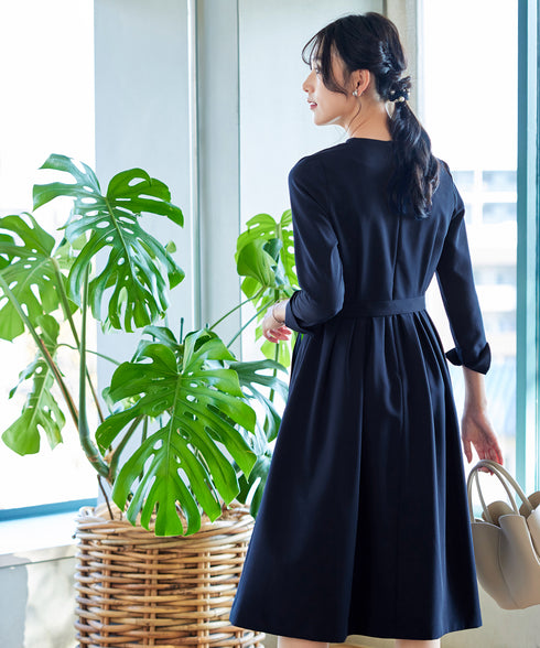 【ダブルクロス】 ナローVネックワンピース