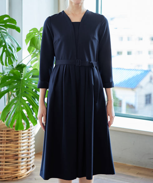 【ダブルクロス】 ナローVネックワンピース