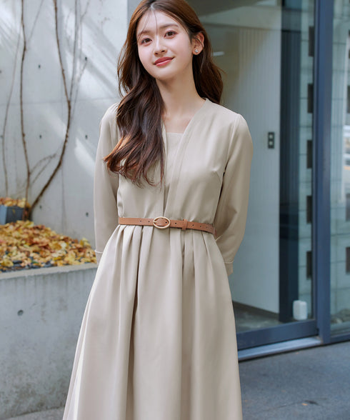 【ダブルクロス】 ナローVネックワンピース