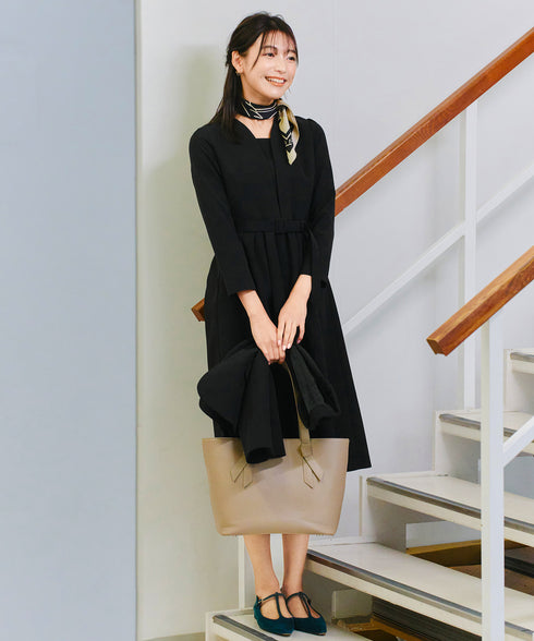 【ダブルクロス】 ナローVネックワンピース