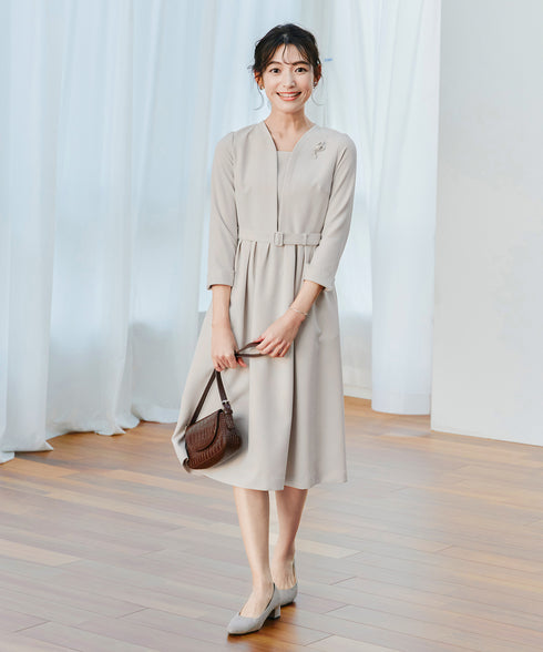 【ダブルクロス】 ナローVネックワンピース