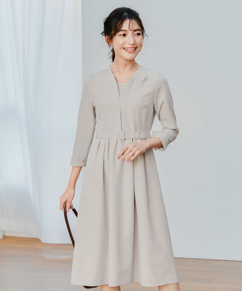 【ダブルクロス】 ナローVネックワンピース