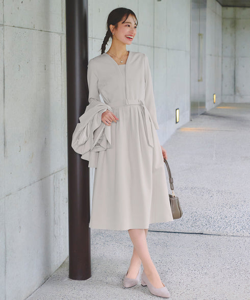 【ダブルクロス】 ナローVネックワンピース