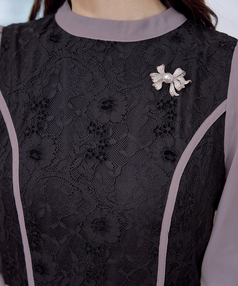 レースコンビフレアワンピース