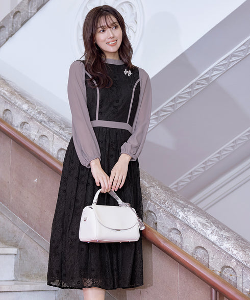 レースコンビフレアワンピース