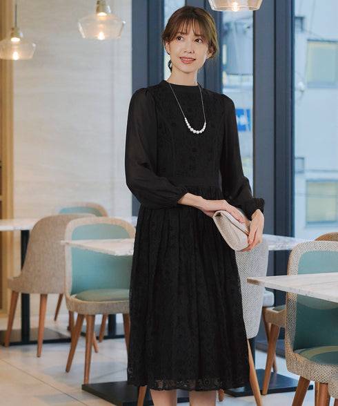 レースコンビフレアワンピース