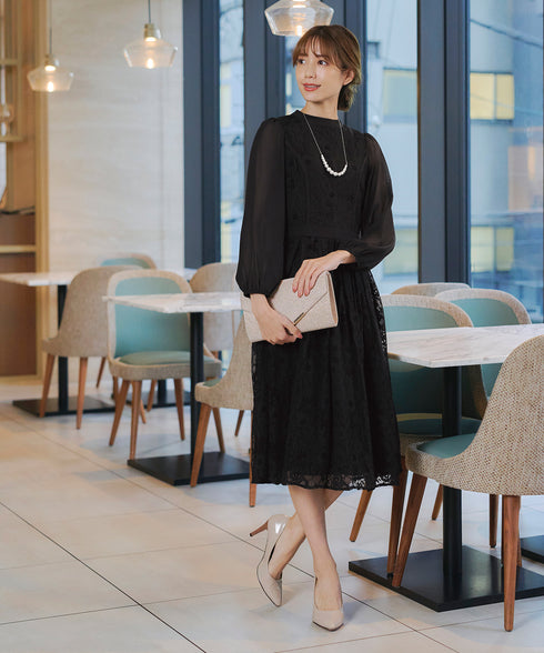 レースコンビフレアワンピース