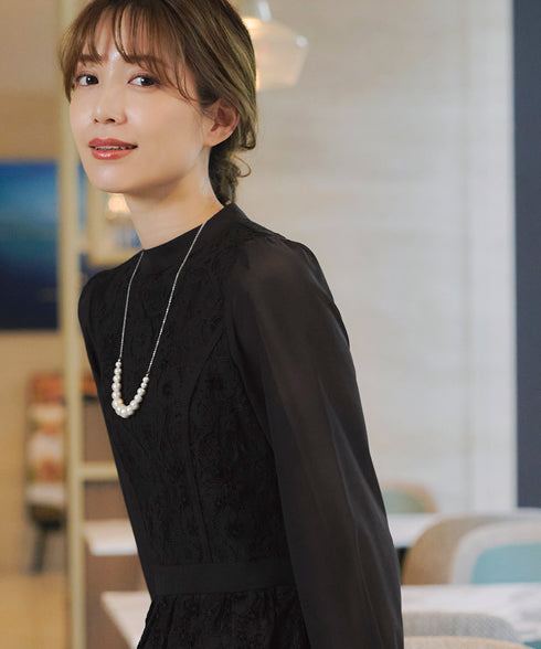 レースコンビフレアワンピース