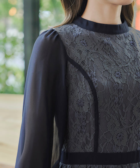 レースコンビフレアワンピース