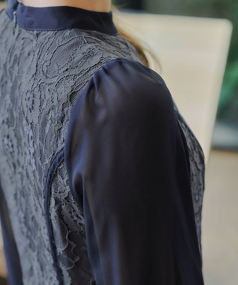 レースコンビフレアワンピース