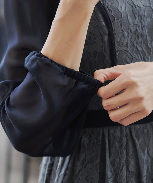 レースコンビフレアワンピース