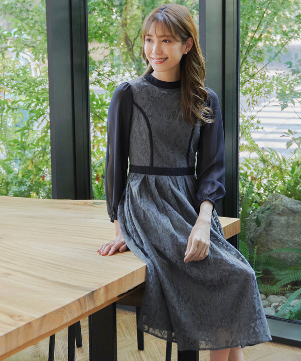 レースコンビフレアワンピース