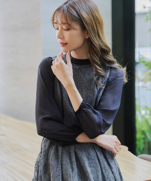 レースコンビフレアワンピース