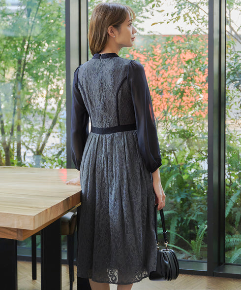 レースコンビフレアワンピース