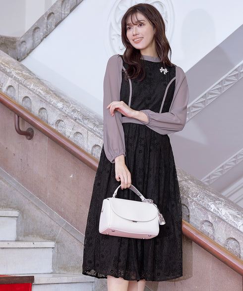 レースコンビフレアワンピース