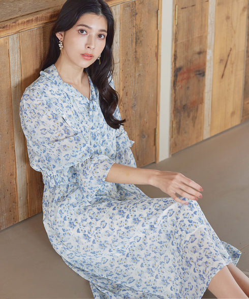 プリントボウタイ柄ワンピース