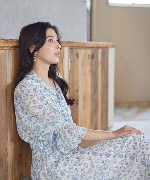 プリントボウタイ柄ワンピース