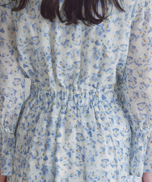 プリントボウタイ柄ワンピース