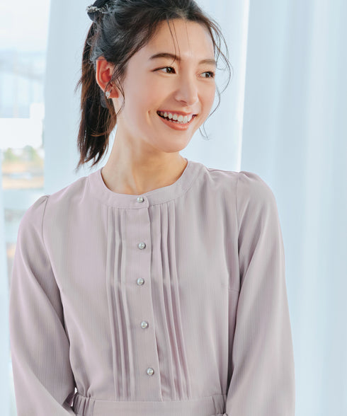 パールボタンプリーツワンピース