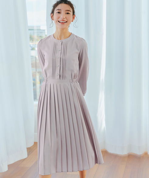 パールボタンプリーツワンピース