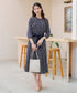 【2WAY】バンドカラーストライプリボンワンピース